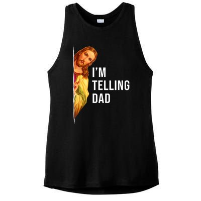 Im Telling Dad Funny Religious Christian Jesus Meme Ladies PosiCharge Tri-Blend Wicking Tank