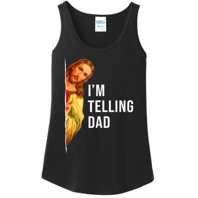 Im Telling Dad Funny Religious Christian Jesus Meme Ladies Essential Tank