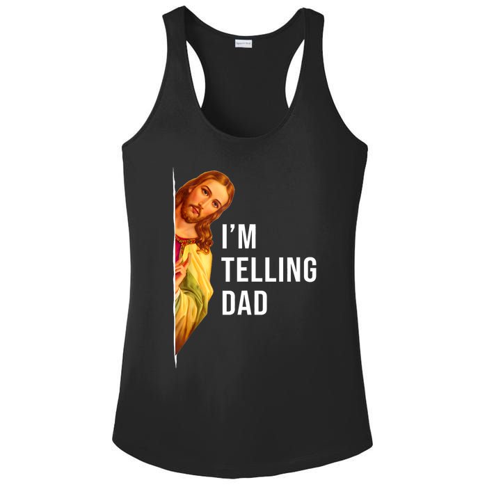 Im Telling Dad Funny Religious Christian Jesus Meme Ladies PosiCharge Competitor Racerback Tank