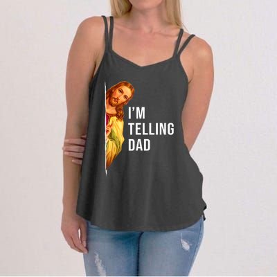 Im Telling Dad Funny Religious Christian Jesus Meme Women's Strappy Tank