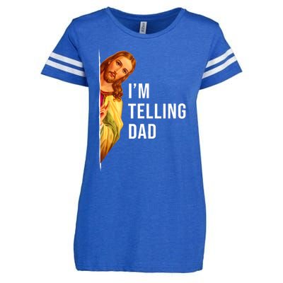 Im Telling Dad Funny Religious Christian Jesus Meme Enza Ladies Jersey Football T-Shirt