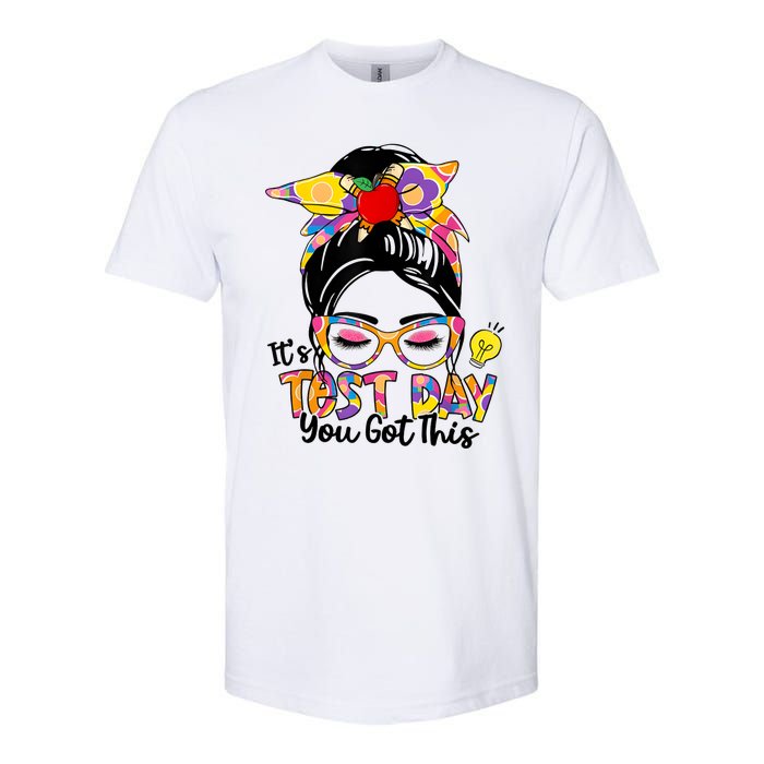 ItS Test Day You Got This Messy Bun Teacher Testing Exam Softstyle CVC T-Shirt