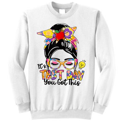 ItS Test Day You Got This Messy Bun Teacher Testing Exam Sweatshirt