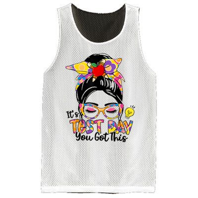 ItS Test Day You Got This Messy Bun Teacher Testing Exam Mesh Reversible Basketball Jersey Tank