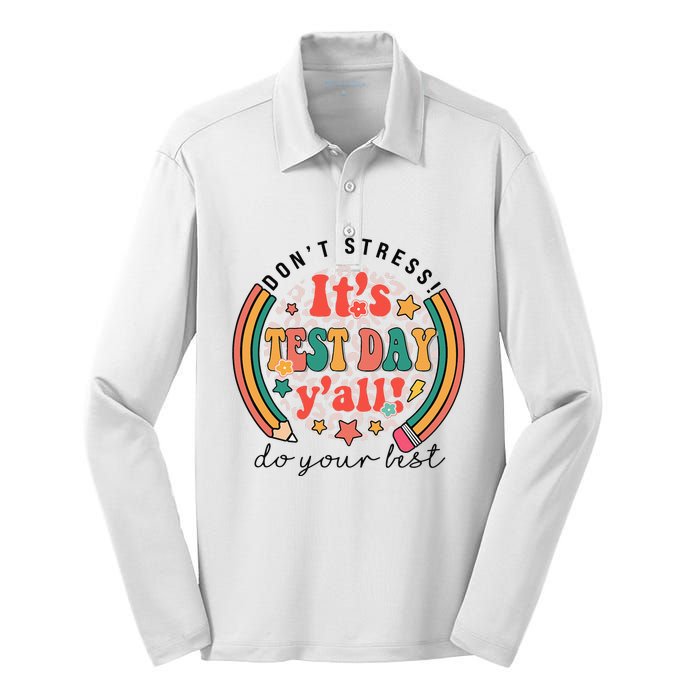 It's Test Day Y'all Funny Testing Day For Teacher Student Silk Touch Performance Long Sleeve Polo