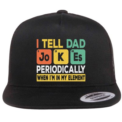 I Tell Dad Jokes Periodically Retro Papa Daddy Fathers Day Flat Bill Trucker Hat
