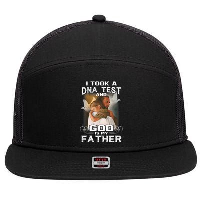 I Took Dna Test And God Is My Father 7 Panel Mesh Trucker Snapback Hat