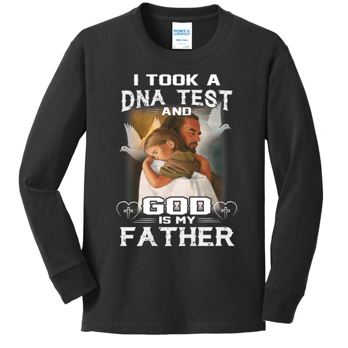 I Took Dna Test And God Is My Father Kids Long Sleeve Shirt