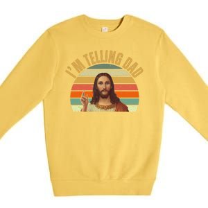 Im Telling Dad Funny Religious Christian Jesus Premium Crewneck Sweatshirt