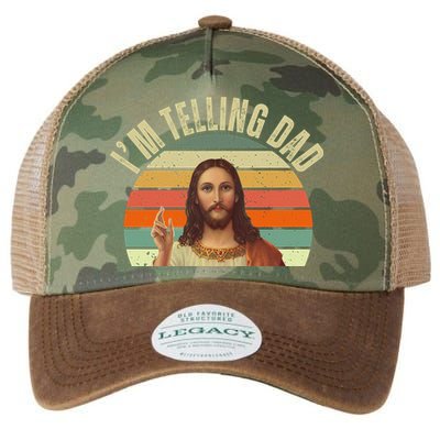Im Telling Dad Funny Religious Christian Jesus Legacy Tie Dye Trucker Hat