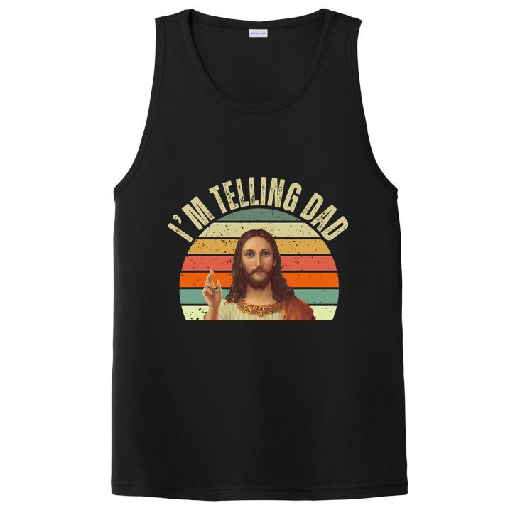 Im Telling Dad Funny Religious Christian Jesus PosiCharge Competitor Tank