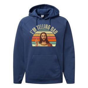 Im Telling Dad Funny Religious Christian Jesus Performance Fleece Hoodie