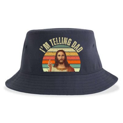 Im Telling Dad Funny Religious Christian Jesus Sustainable Bucket Hat