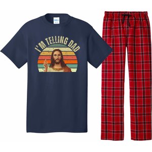 Im Telling Dad Funny Religious Christian Jesus Pajama Set