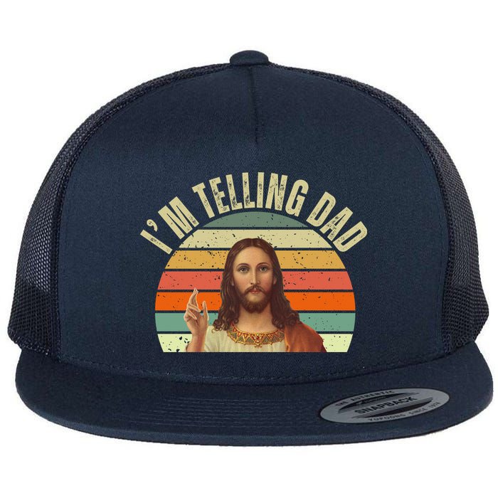 Im Telling Dad Funny Religious Christian Jesus Flat Bill Trucker Hat