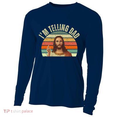 Im Telling Dad Funny Religious Christian Jesus Cooling Performance Long Sleeve Crew