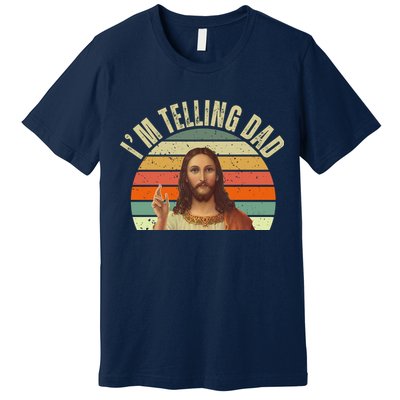 Im Telling Dad Funny Religious Christian Jesus Premium T-Shirt