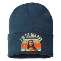 Im Telling Dad Funny Religious Christian Jesus Sustainable Knit Beanie