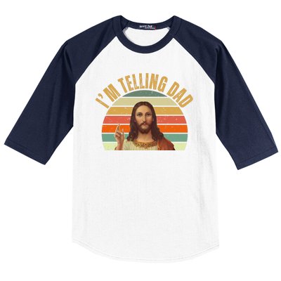 Im Telling Dad Funny Religious Christian Jesus Baseball Sleeve Shirt