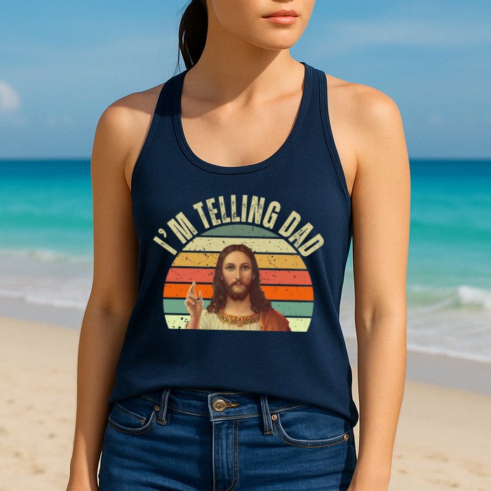 Im Telling Dad Funny Religious Christian Jesus Womens Tank Top