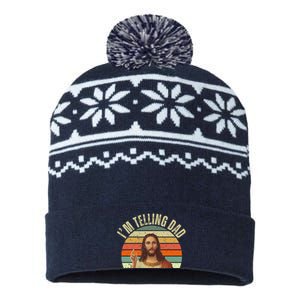 Im Telling Dad Funny Religious Christian Jesus USA-Made Snowflake Beanie