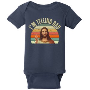 Im Telling Dad Funny Religious Christian Jesus Baby Bodysuit