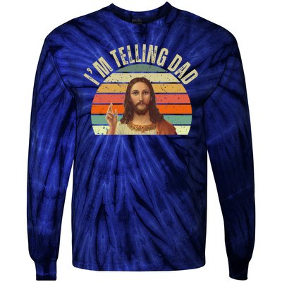 Im Telling Dad Funny Religious Christian Jesus Tie-Dye Long Sleeve Shirt