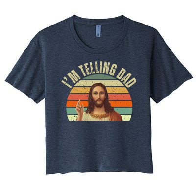 Im Telling Dad Funny Religious Christian Jesus Women's Crop Top Tee