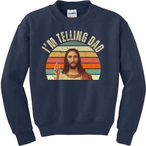 Im Telling Dad Funny Religious Christian Jesus Kids Sweatshirt