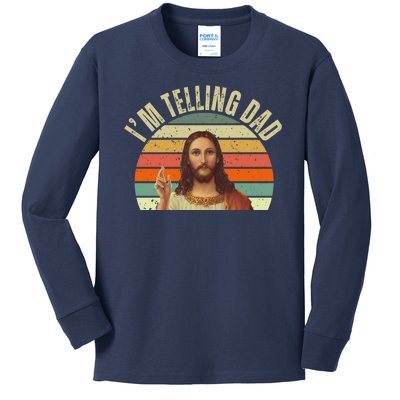 Im Telling Dad Funny Religious Christian Jesus Kids Long Sleeve Shirt