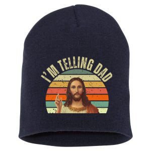 Im Telling Dad Funny Religious Christian Jesus Short Acrylic Beanie