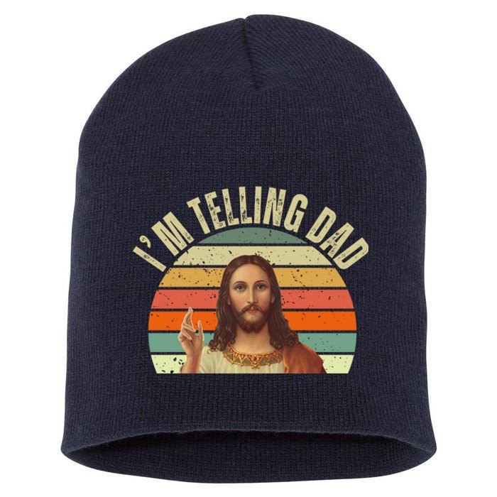 Im Telling Dad Funny Religious Christian Jesus Short Acrylic Beanie