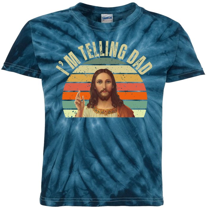 Im Telling Dad Funny Religious Christian Jesus Kids Tie-Dye T-Shirt