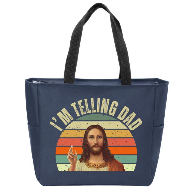 Im Telling Dad Funny Religious Christian Jesus Zip Tote Bag
