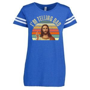 Im Telling Dad Funny Religious Christian Jesus Enza Ladies Jersey Football T-Shirt