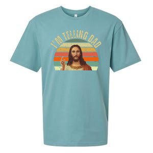 Im Telling Dad Funny Religious Christian Jesus Sueded Cloud Jersey T-Shirt