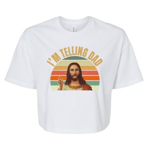 Im Telling Dad Funny Religious Christian Jesus Bella+Canvas Jersey Crop Tee