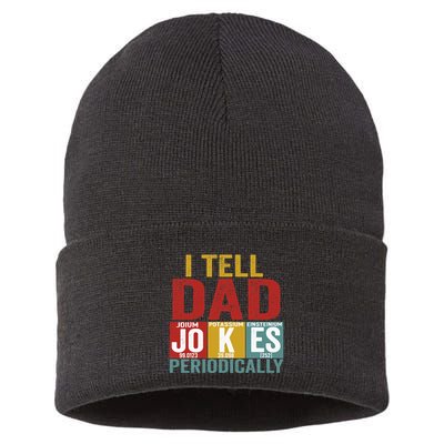 I Tell Dad Jokes Periodically Science Vintage Father's Day Sustainable Knit Beanie