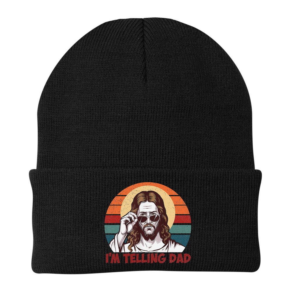 Im Telling Dad Funny Jesus Sayings Bible Verse Fathers Day Beanie