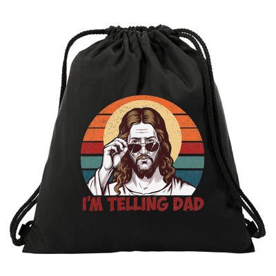 Im Telling Dad Funny Jesus Sayings Bible Verse Fathers Day Drawstring Bag