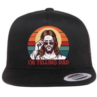 Im Telling Dad Funny Jesus Sayings Bible Verse Fathers Day Flat Bill Trucker Hat