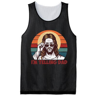 Im Telling Dad Funny Jesus Sayings Bible Verse Fathers Day Mesh Reversible Basketball Jersey Tank
