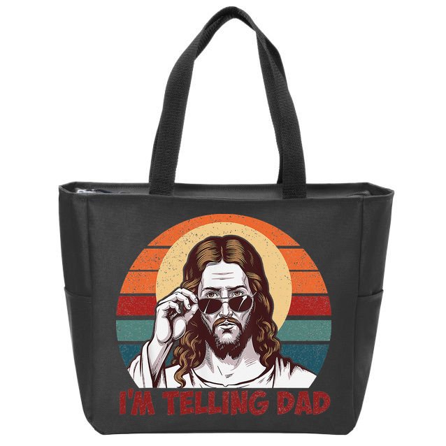 Im Telling Dad Funny Jesus Sayings Bible Verse Fathers Day Zip Tote Bag