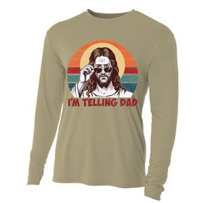 Im Telling Dad Funny Jesus Sayings Bible Verse Fathers Day Cooling Performance Long Sleeve Crew