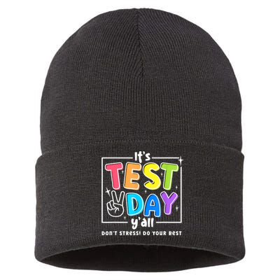 It's Test Day Yall Funny School Testing Exam Motivation Sustainable Knit Beanie