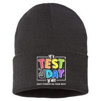 It's Test Day Yall Funny School Testing Exam Motivation Sustainable Knit Beanie