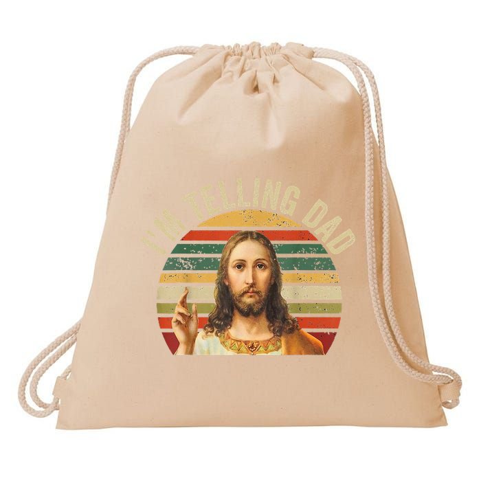 IM Telling Dad Funny Religious Christian Jesus Meme Drawstring Bag