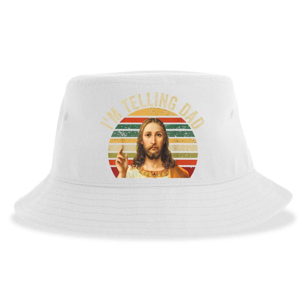 IM Telling Dad Funny Religious Christian Jesus Meme Sustainable Bucket Hat