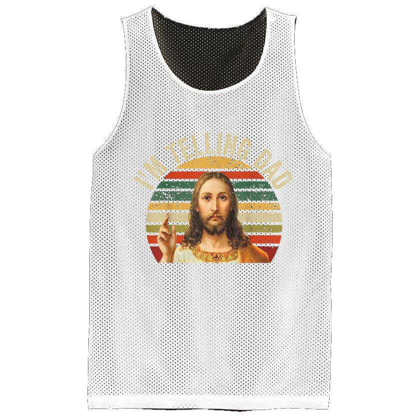 IM Telling Dad Funny Religious Christian Jesus Meme Mesh Reversible Basketball Jersey Tank