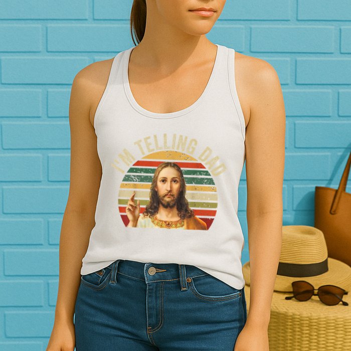 IM Telling Dad Funny Religious Christian Jesus Meme Womens Tank Top